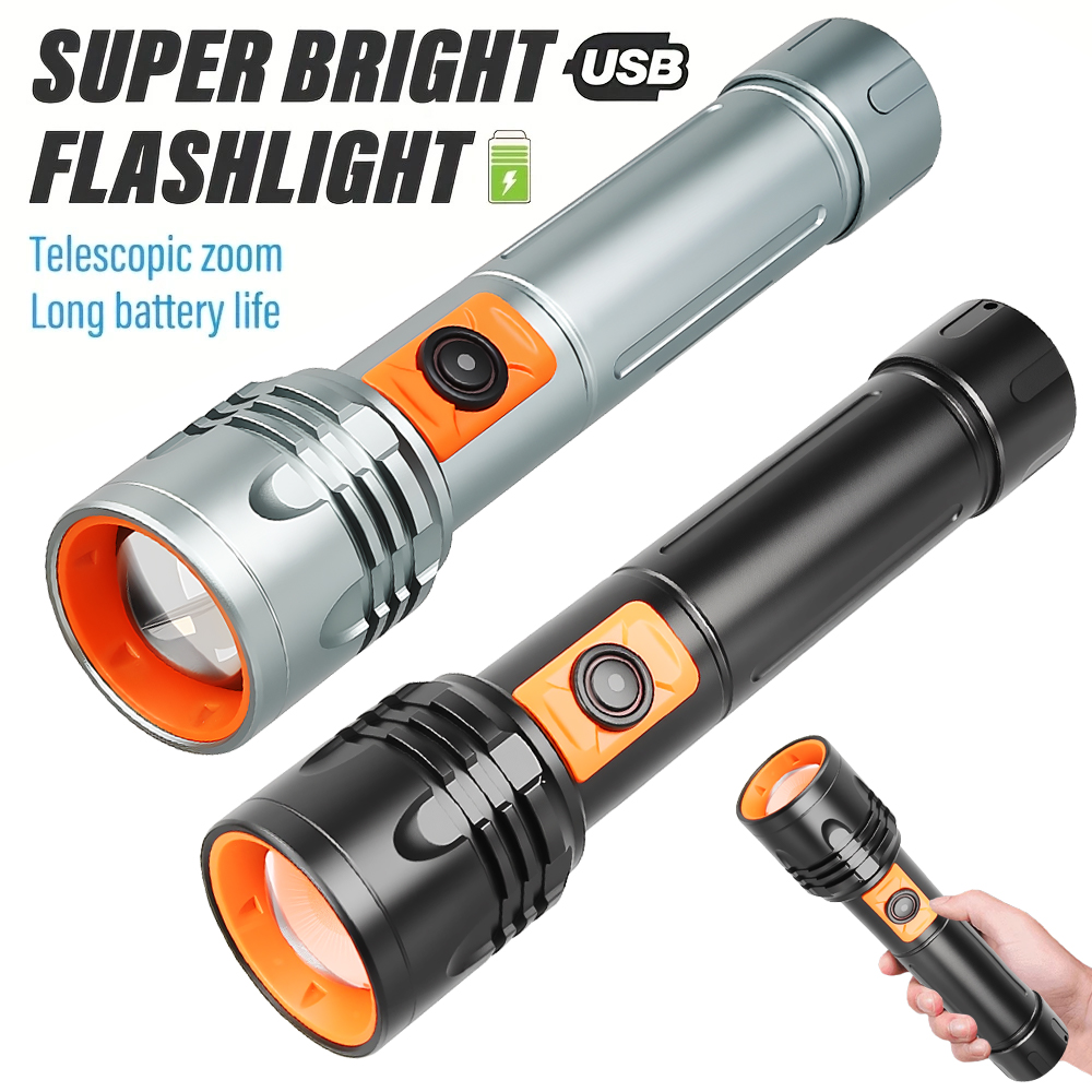 Outdoor Power For Camping - High Power LED Flashlight USB Rechargeable