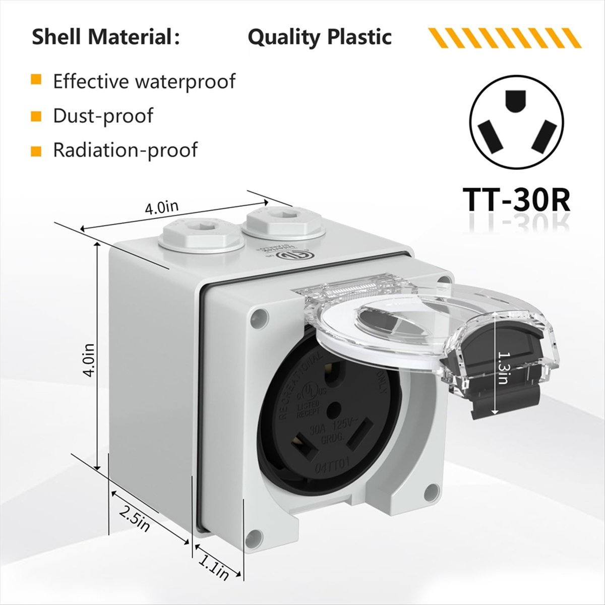 Outdoor Power Receptacle - HHTL 30Amp Power Outlet Box,125Volt NEMA