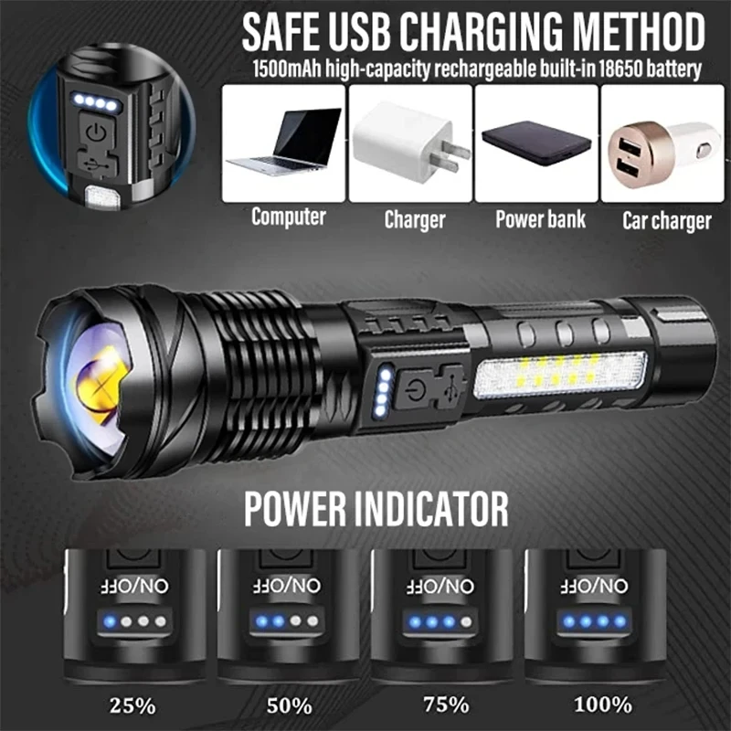 Powerful LED Flashlight Rechar - огляд і ціна Outdoor Power For Camping